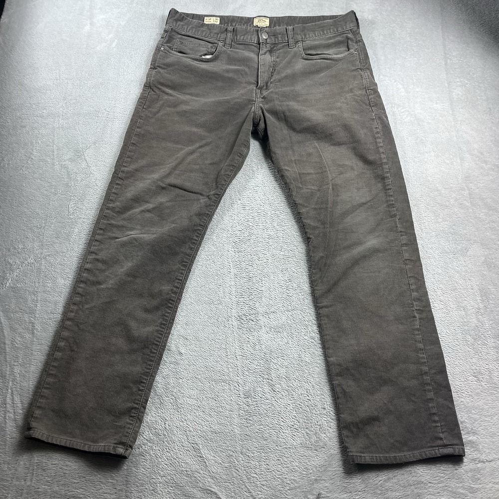 J Crew 770 Corduroy Pants Mens 34x28* Gray Straight Leg Cords Cotton Casual